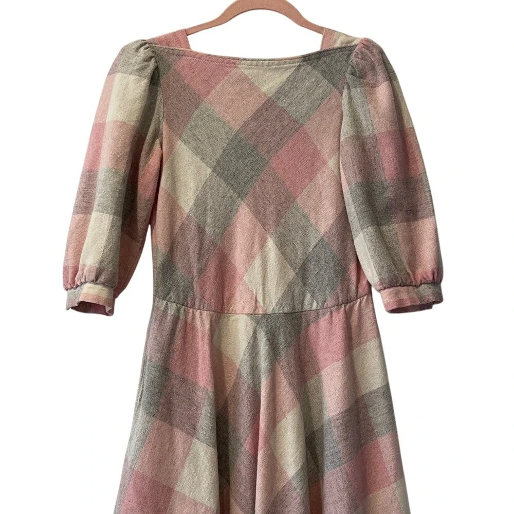 Pea Patch New York Vintage Pink‎ plaid Dress XS Small